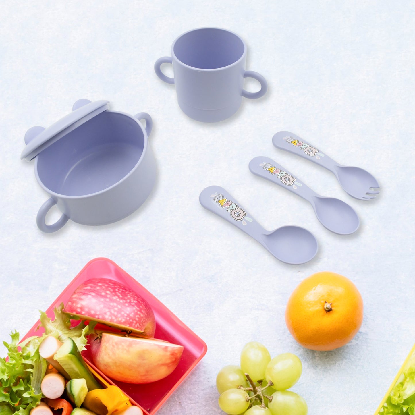 Baby Feeding Set For Kids And Toddlerschildren Children Dinnerware Set - Bamboo Fibre Feeding Set For Kids Cartoon Design Plate Cup Spoon Fork And Chopsticks Tableware Cutlery For Kids Microwave Dishwasher Safe (7 Pcs Set)